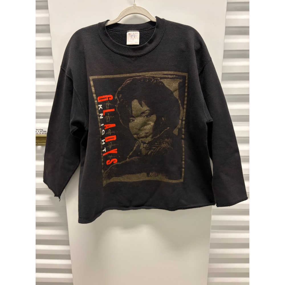1990s Vintage Delta Gladys Knight Sweatshirt Mens XL Black Raw Hem‎ Good
